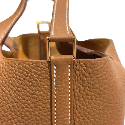 New HERMÈS Clemence leather TC Picotin 18 Bucket Bag Gold GHW