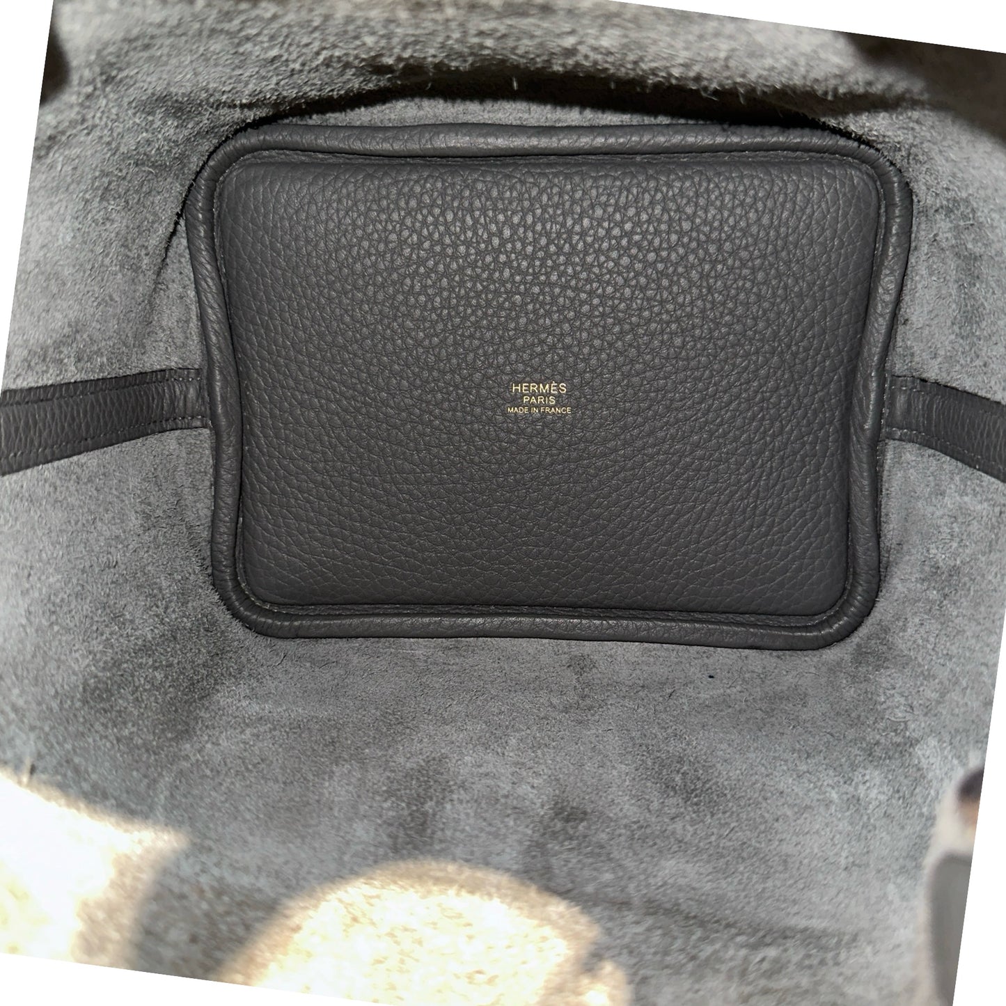 Used HERMÈS Bucket Bag Grey GHW