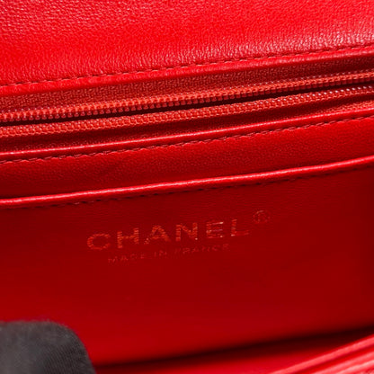 Used CHANEL Mini Flap 17cm Cross body bag Red PHW