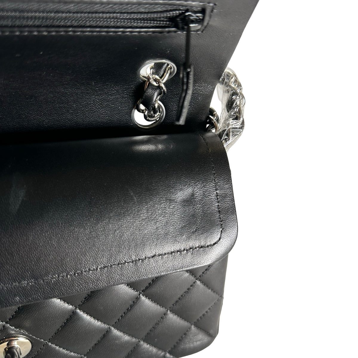 Used CHANEL Quilted Classic Flap Chain Shoulder Bag Black Silver