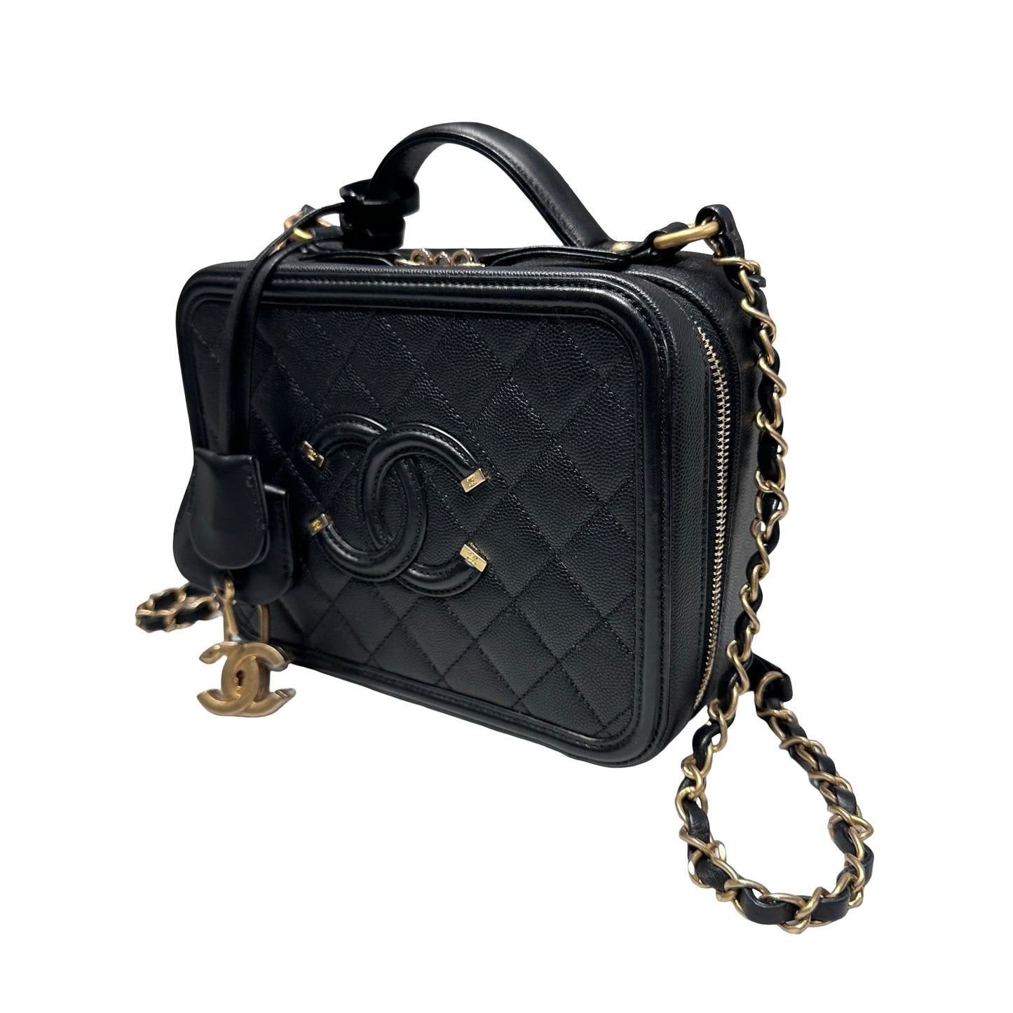 Used Chanel Vanity Case Chain Shoulder Bag Black GHW