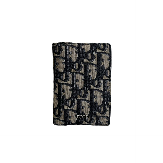 Used DIOR Oblique Canvas Oblique Wallet Wallet Navy Blue Beige