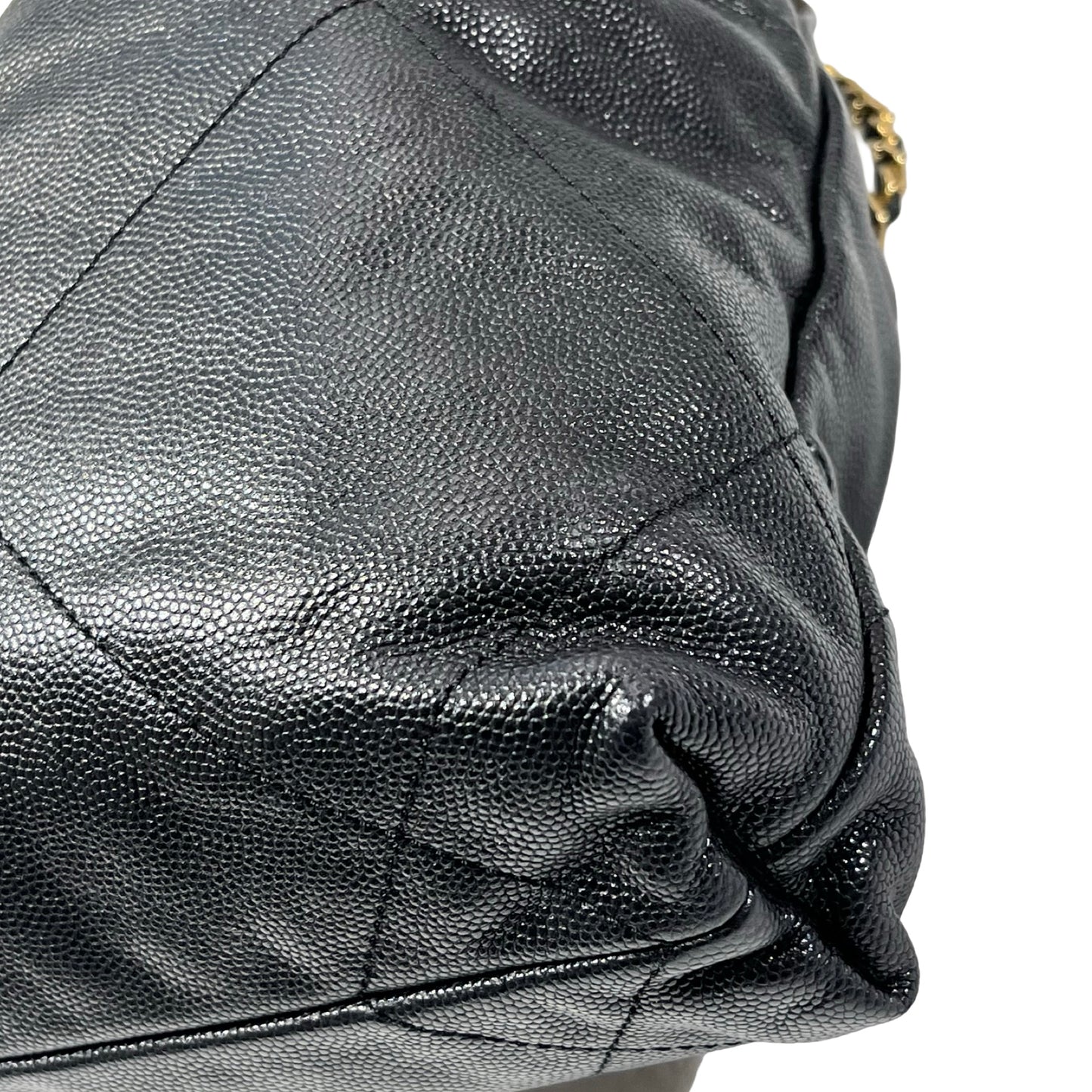 Used CHANEL Calfskin Leather Mini 22 Bucket Bag Black GHW