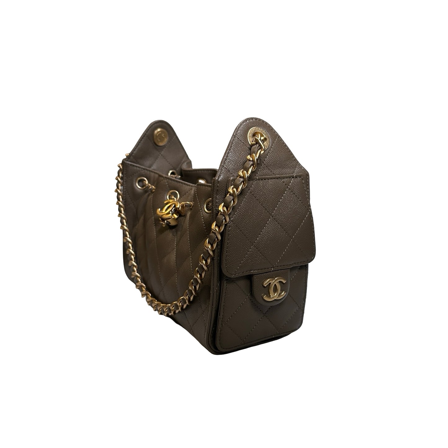 Used CHANEL Caviar Quilted Hobo Bag Hobo Bag Brown GHW