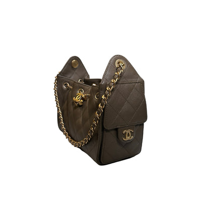 Used CHANEL Caviar Quilted Hobo Bag Hobo Bag Brown GHW