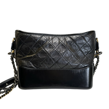 Used CHANEL Quilted Calfskin Gabrielle Hobo Shoulder Bag Black