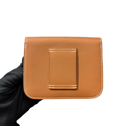 Unused Hermès Calfskin Leather Constance Slim Wallet Gold GHW