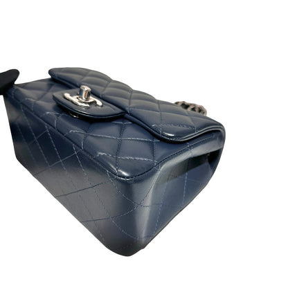 Chanel Mini Square Flap Cross Body Bag Navy PHW