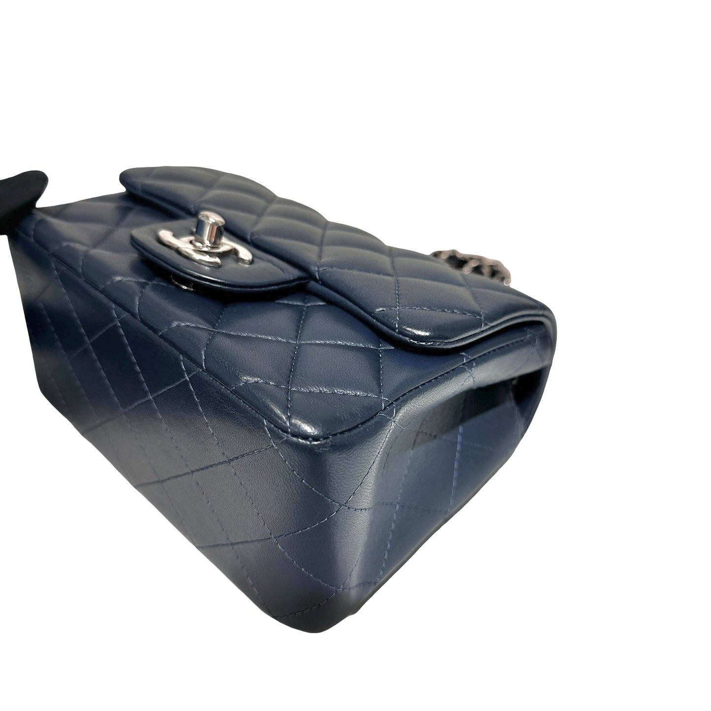 Chanel Mini Square Flap Cross Body Bag Navy PHW