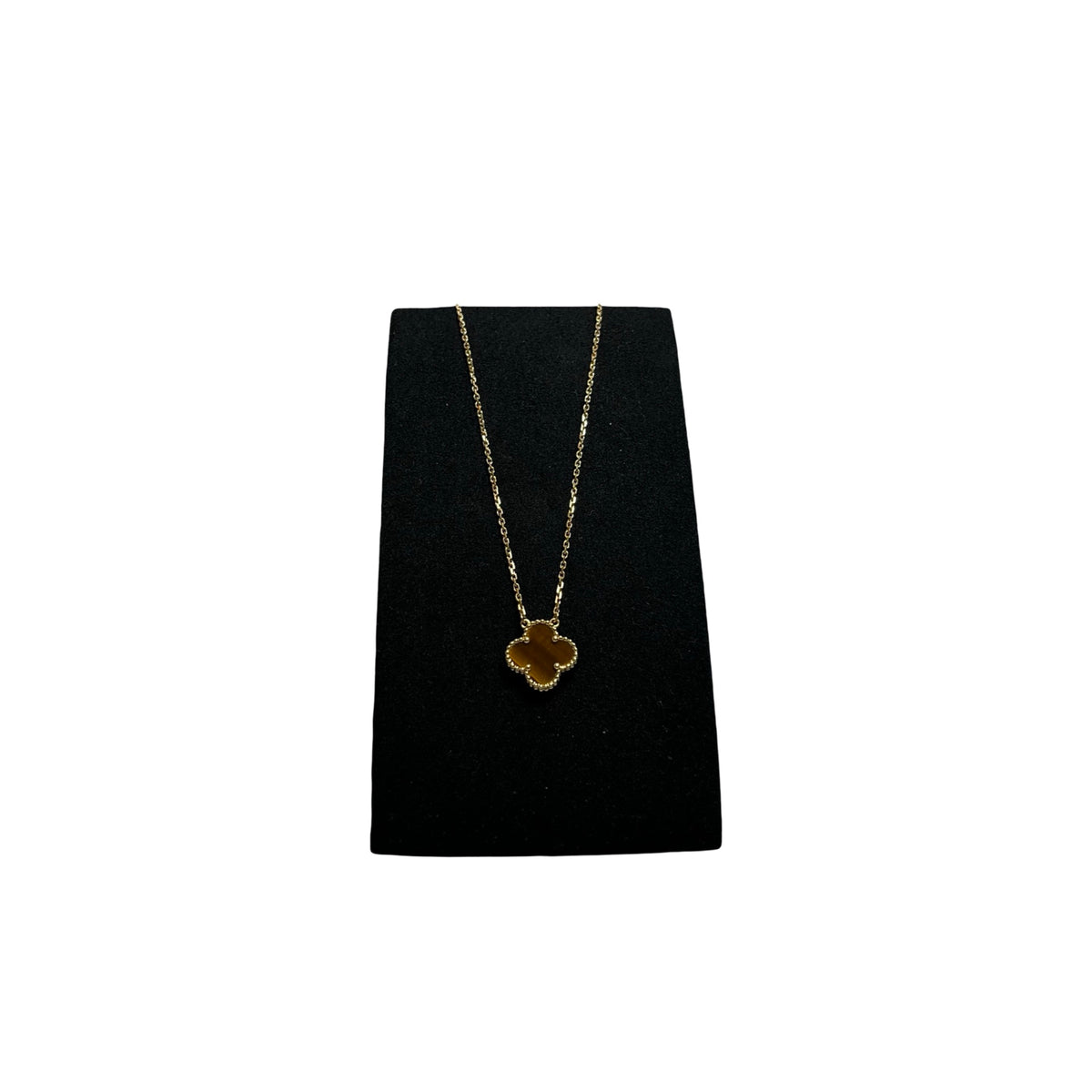 Used VAN CLEEF & ARPELS Tiger's Eye Vintage Alhambra Necklace Gold Brown