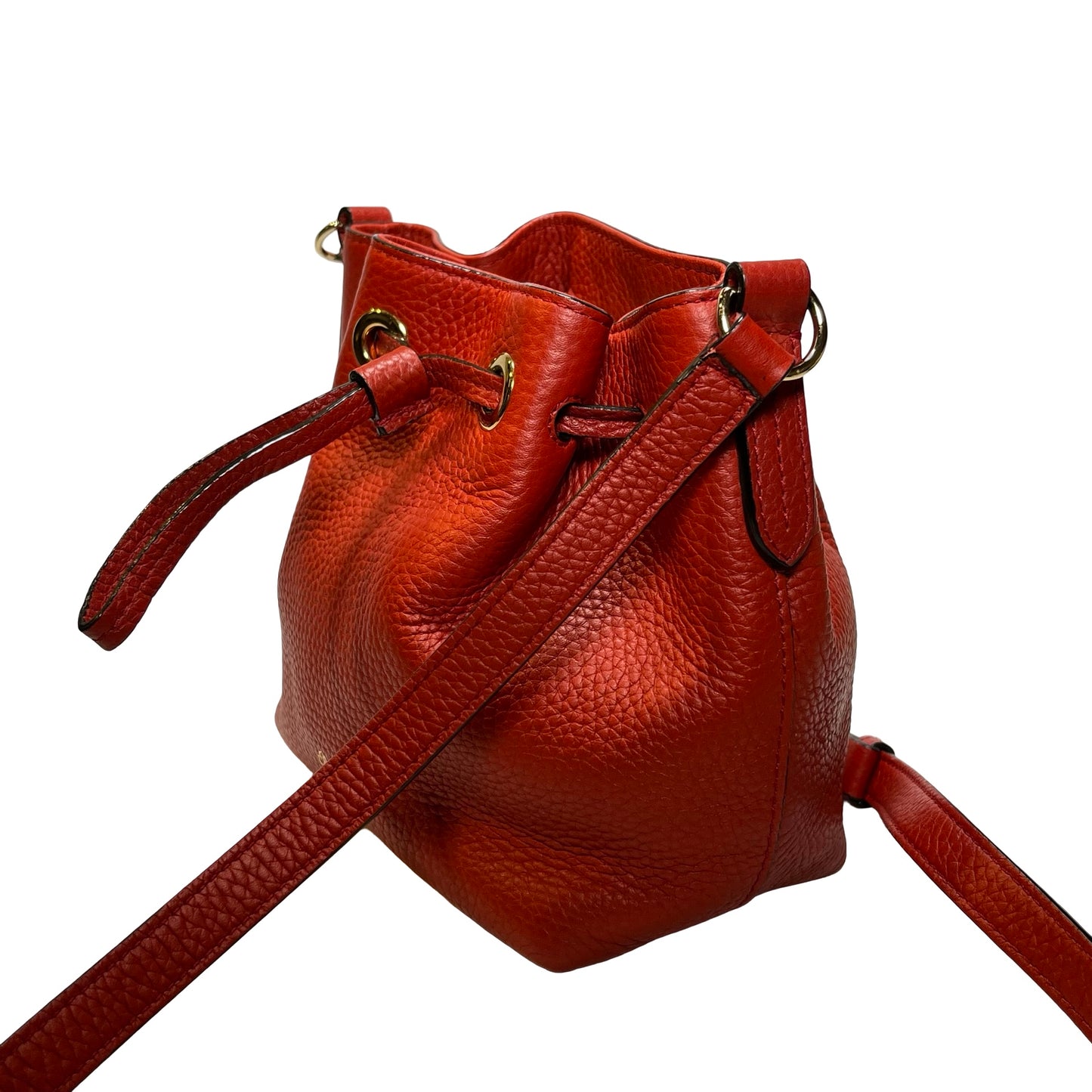 Used BALLY Leather Drawstring Bucket Bag Bucket Bag Red GHW