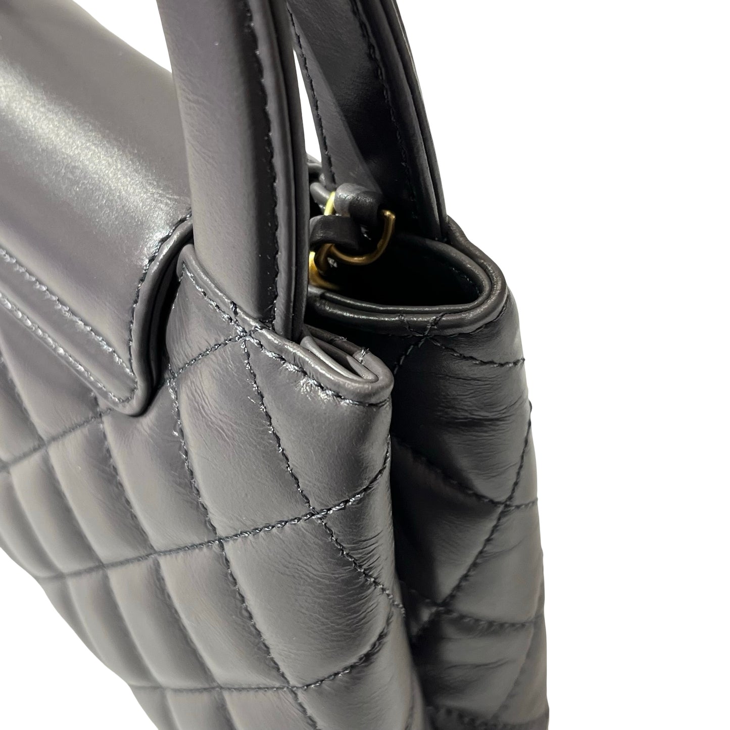 Unused CHANEL KELLY Cross Body Bag Grey GHW