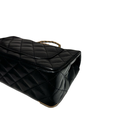 Used Chanel Rock The Corner Mini Flap Shoulder Bag Black GHW