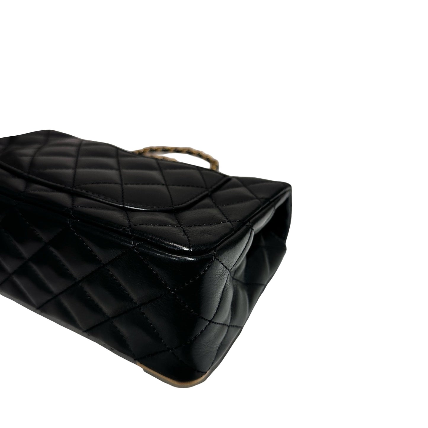 Used Chanel Rock The Corner Mini Flap Shoulder Bag Black GHW