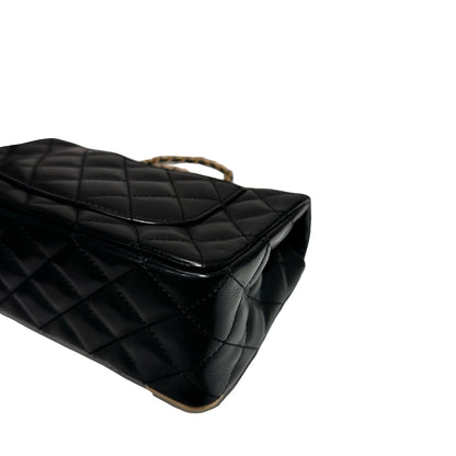 Used Chanel Rock The Corner Mini Flap Shoulder Bag Black GHW