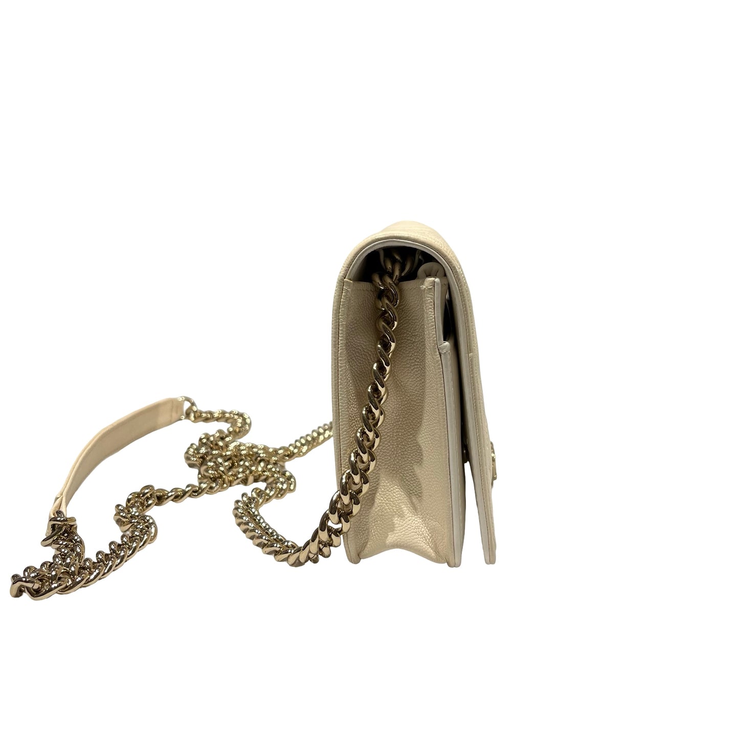 Used Chanel Caviar Leather WOC Shoulder Bag White PHW