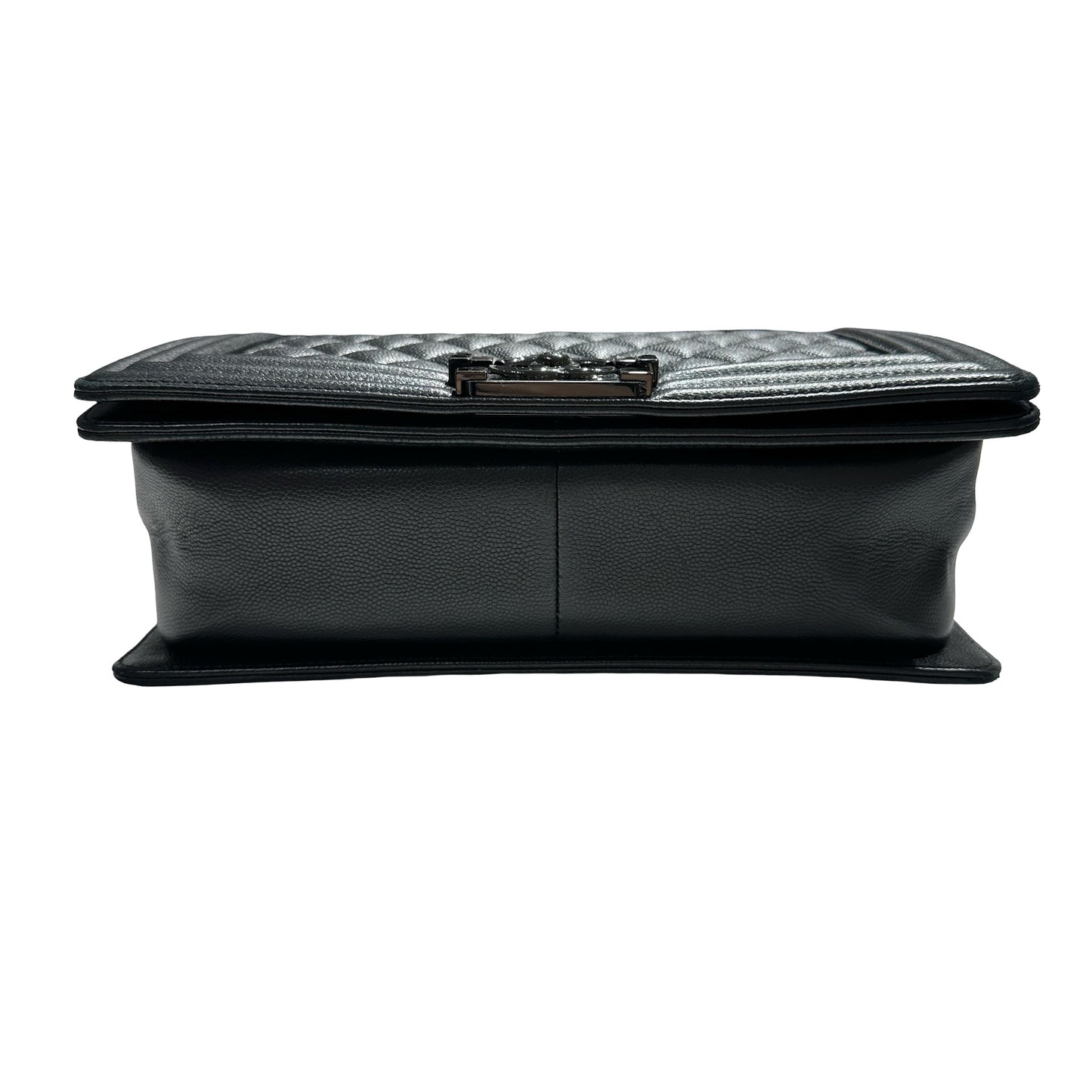 Used CHANEL Quilted Caviar Boy Chain Shoulder Bag Black