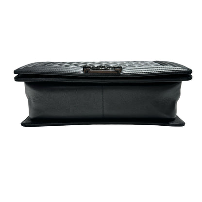 Used CHANEL Quilted Caviar Boy Chain Shoulder Bag Black