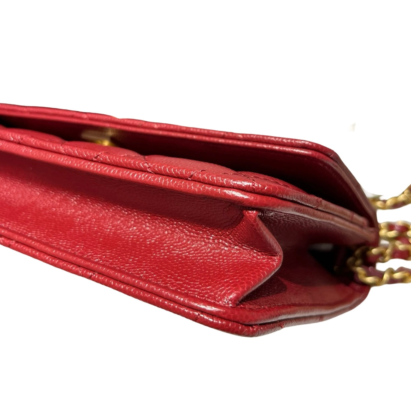 CHANEL RED GHW WALLET ON CHAIN [3000625]