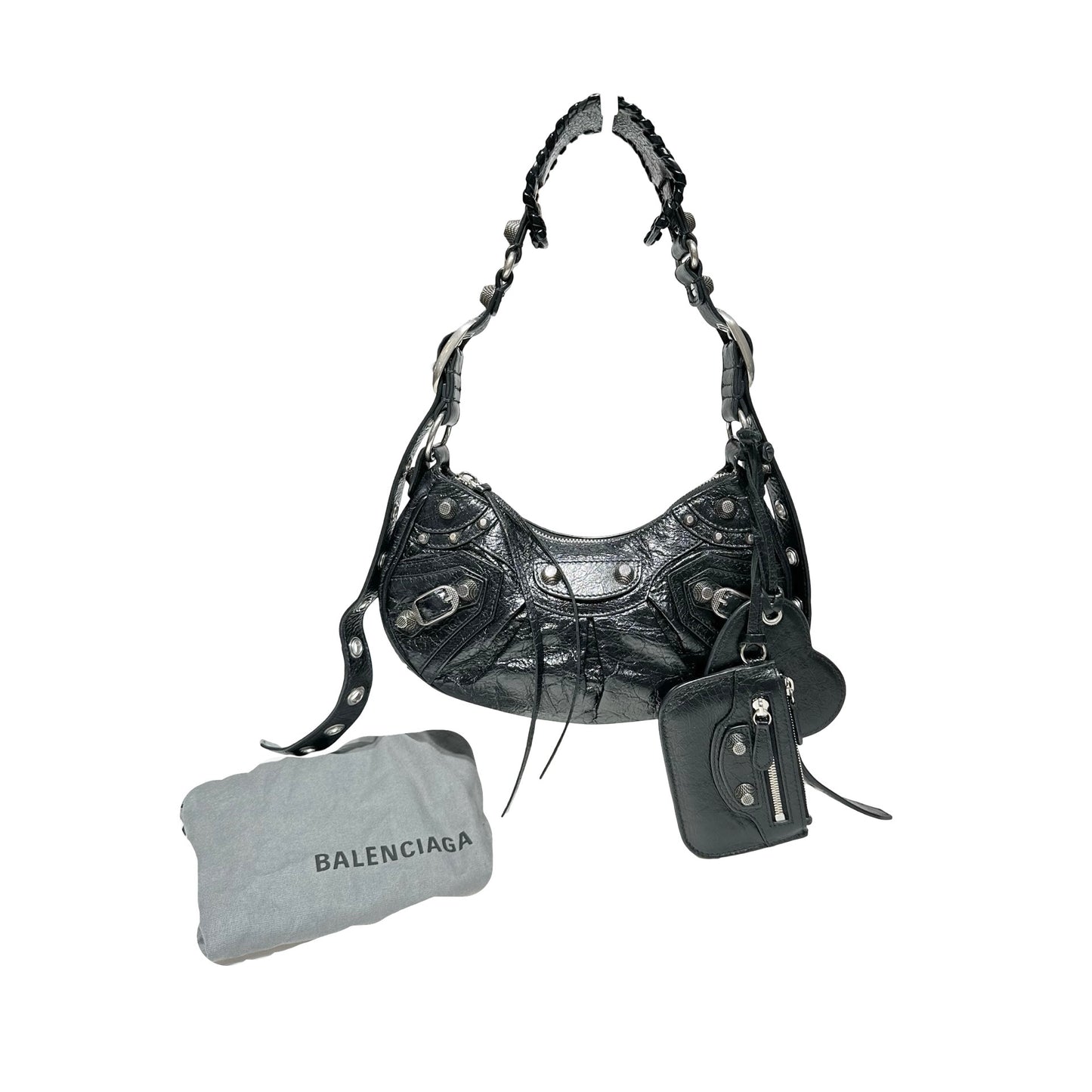 BALENCIAGA LE CAGOLE XS BLACK CALFSKIN PHW SHOULDER BAG [3000642]