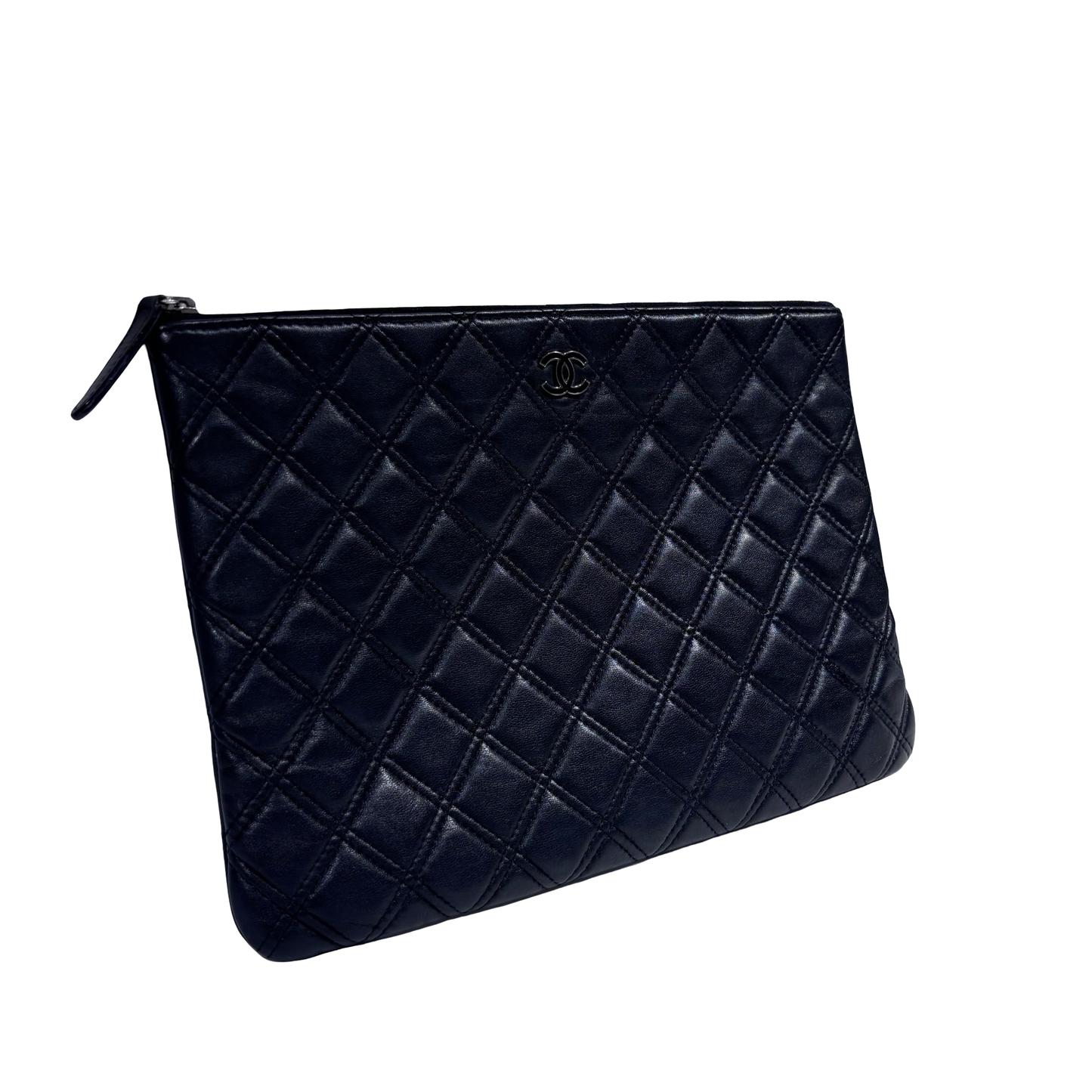 CHANEL BLACK LAMBSKIN CLUTCH PHW [20004170]