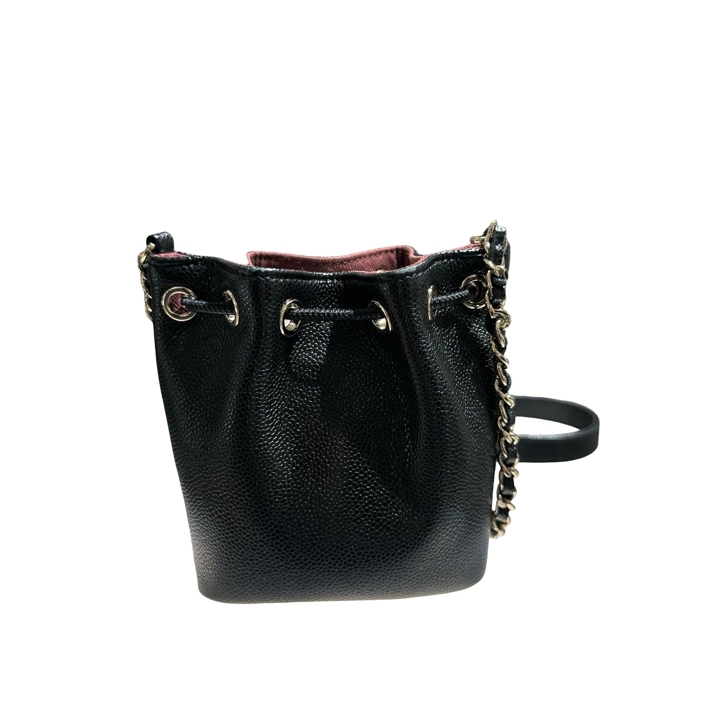 CHANEL MINI BUCKET SHOULDER BAG BLACK GHW CAVIAR SKIN [3001008]