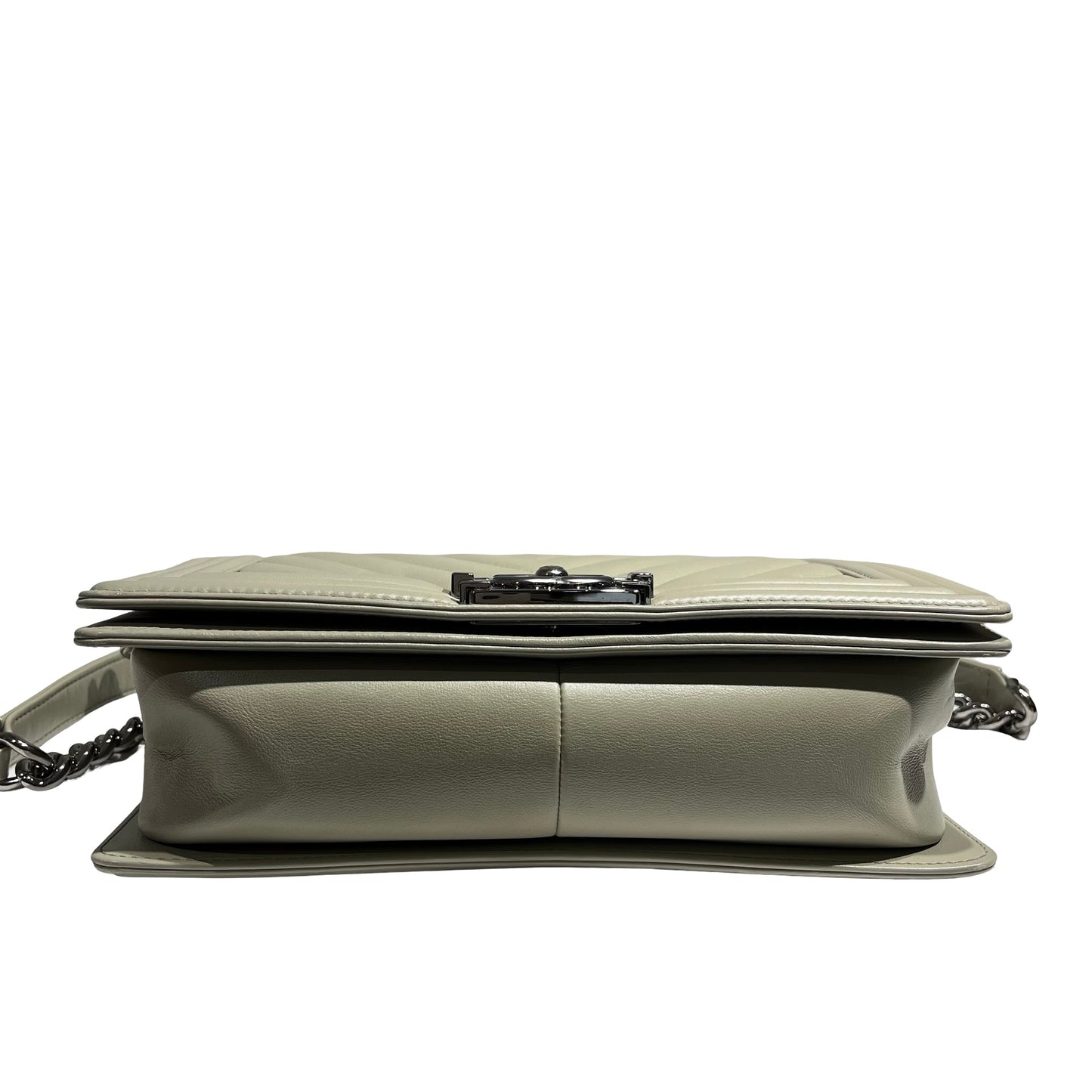 CHANEL BOY 25 GREY CALF SKIN [3000531]