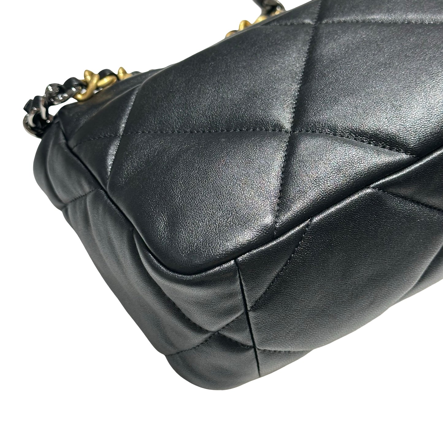 CHANEL 19 SMALL BLACK GHW LAMBSKIN [30001040]