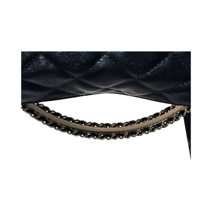 CHANEL 24A HOBO WITH HANDLE BLACK CAVIAR GHW [3000606]