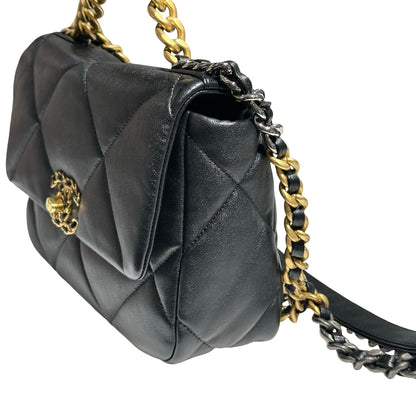 CHANEL 19 SMALL BLACK GHW LAMBSKIN [30001040]