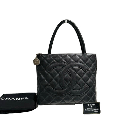 CHANEL BLACK GHW CAVIAR MEDALLION TOTE [3000273]