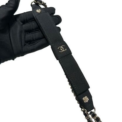 CHANEL MINI POUCH WITH CHAIN BLACK SHINY LAMBSKIN GHW [3000641]