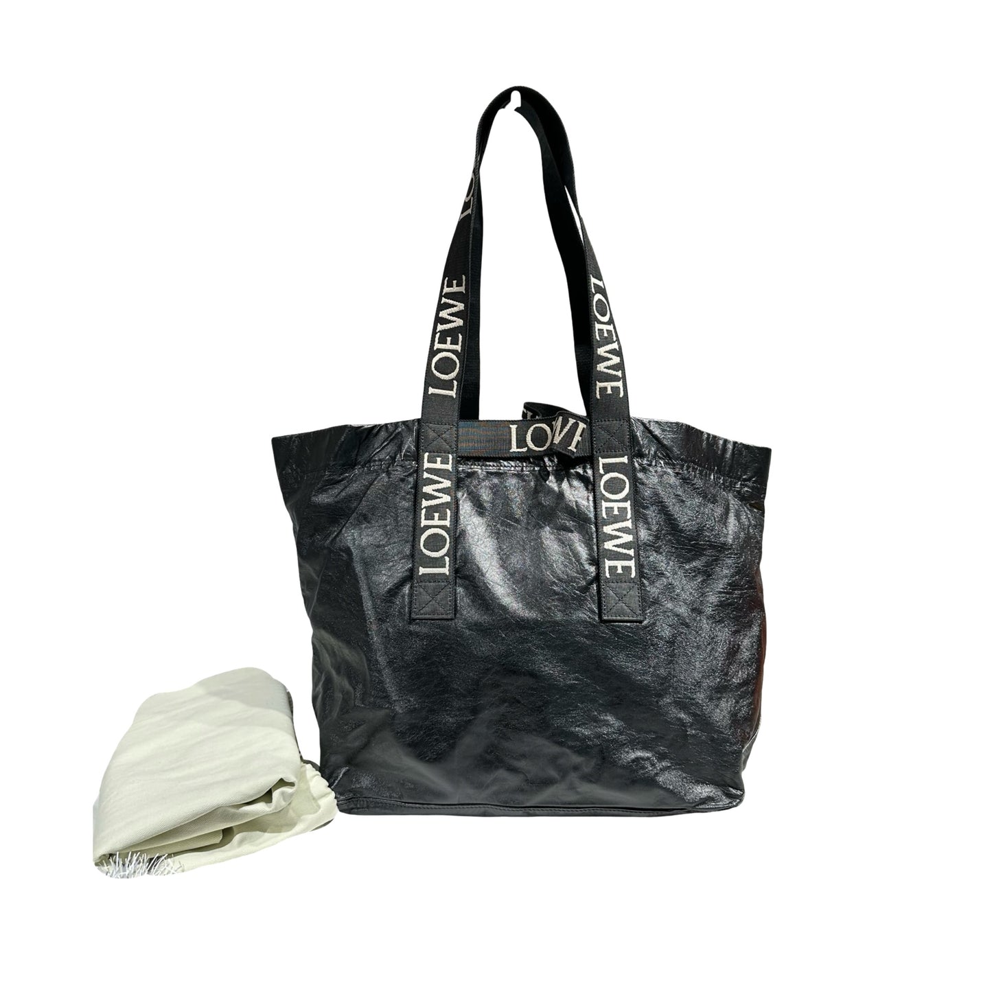 LOEWE FOLD SHOPPER BAG BLACK LAMBSKIN [3001376]