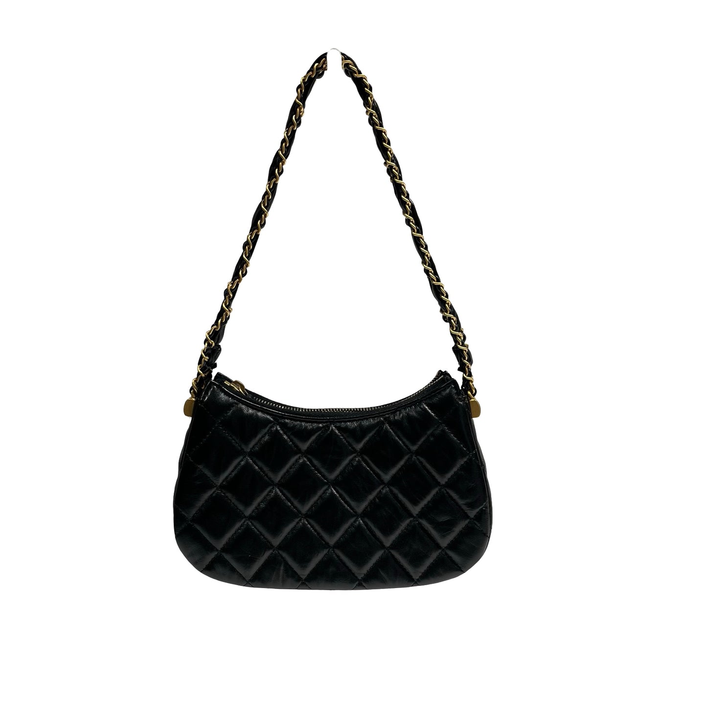 CHANEL SHOULDER POUCH BLACK CALFSKIN GHW [3000630]