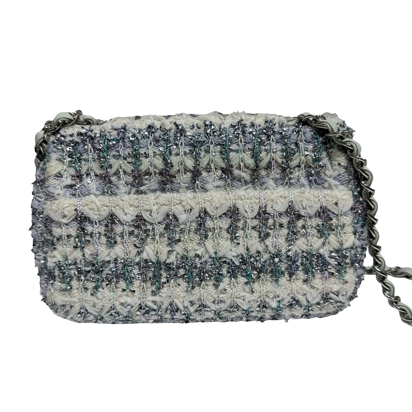 CHANEL CF MINI 20 TWEED LIGHT BLUE PHW[3000164]