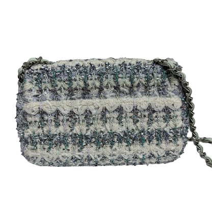 CHANEL CF MINI 20 TWEED LIGHT BLUE PHW[3000164]