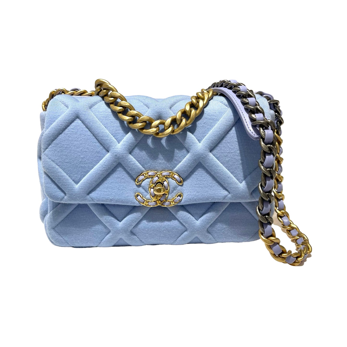 Rhombic Fabic  Chanel 19 Chain Shoulder Bag [101284]