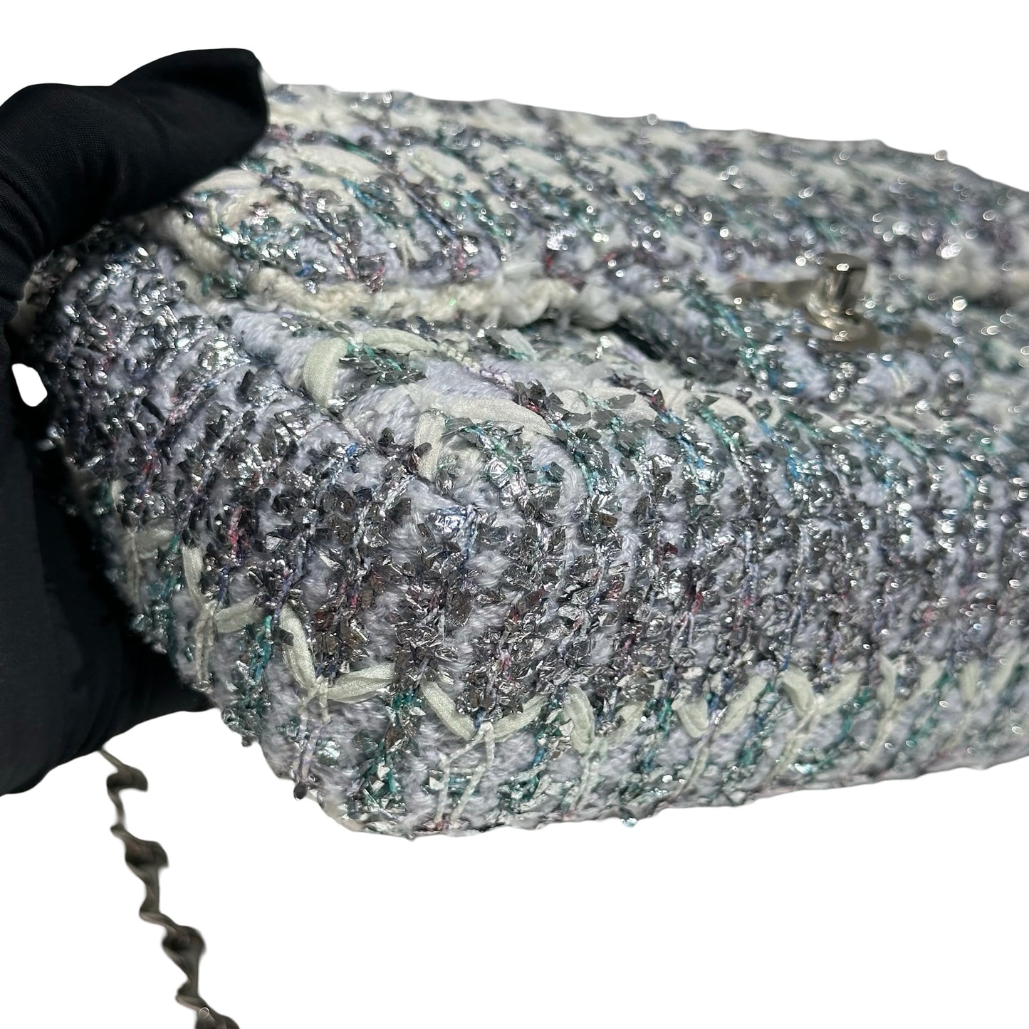 CHANEL CF MINI 20 TWEED LIGHT BLUE PHW[3000164]