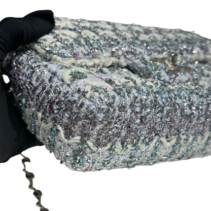 CHANEL CF MINI 20 TWEED LIGHT BLUE PHW[3000164]
