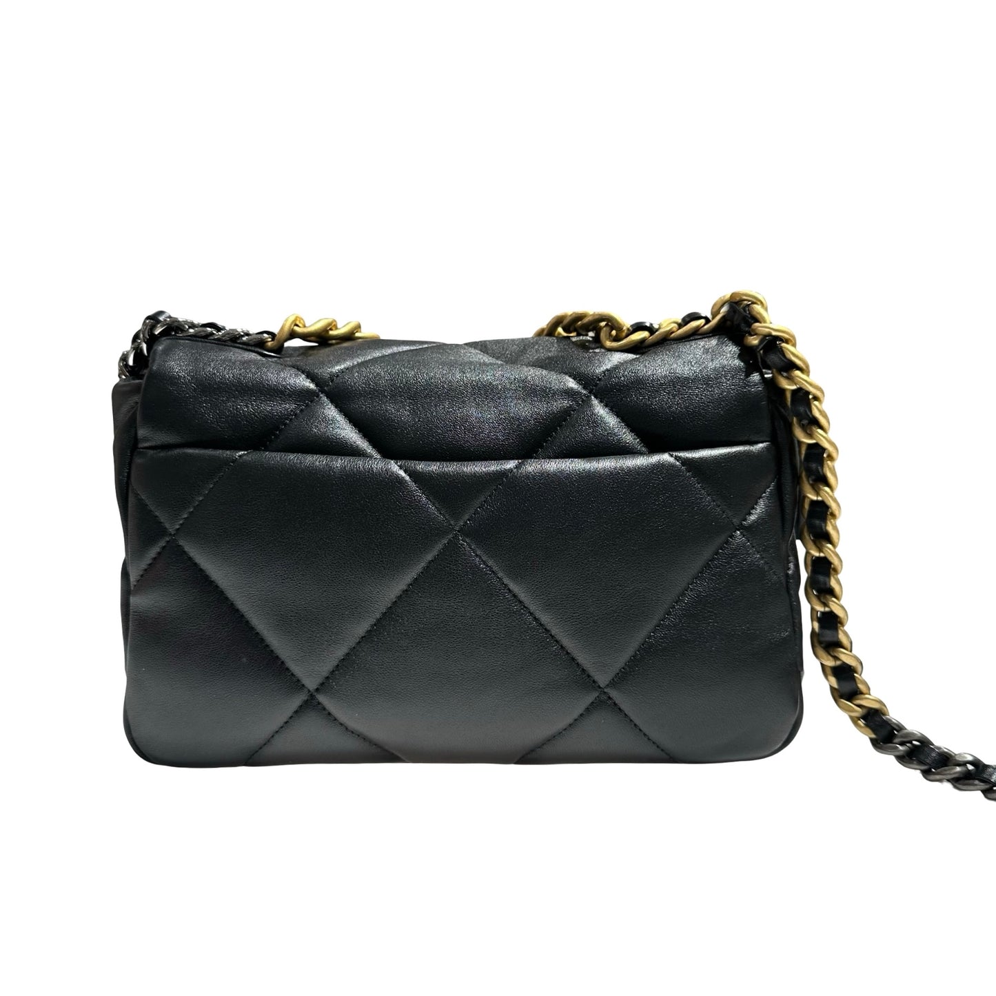 CHANEL 19 SMALL BLACK GHW LAMBSKIN [30001040]