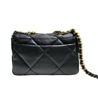 CHANEL 19 SMALL BLACK GHW LAMBSKIN [30001040]