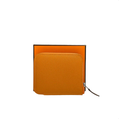 HERMES SILK'IN COMPACT WALLET ORANGE PHW [20004218]