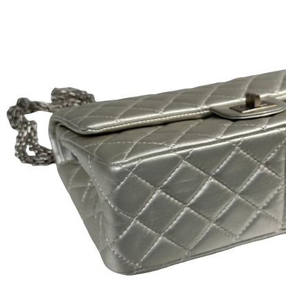 CHANEL SILVER PHW 2.55 DOUBLE FLAP BAG MEDIUM [3000275]
