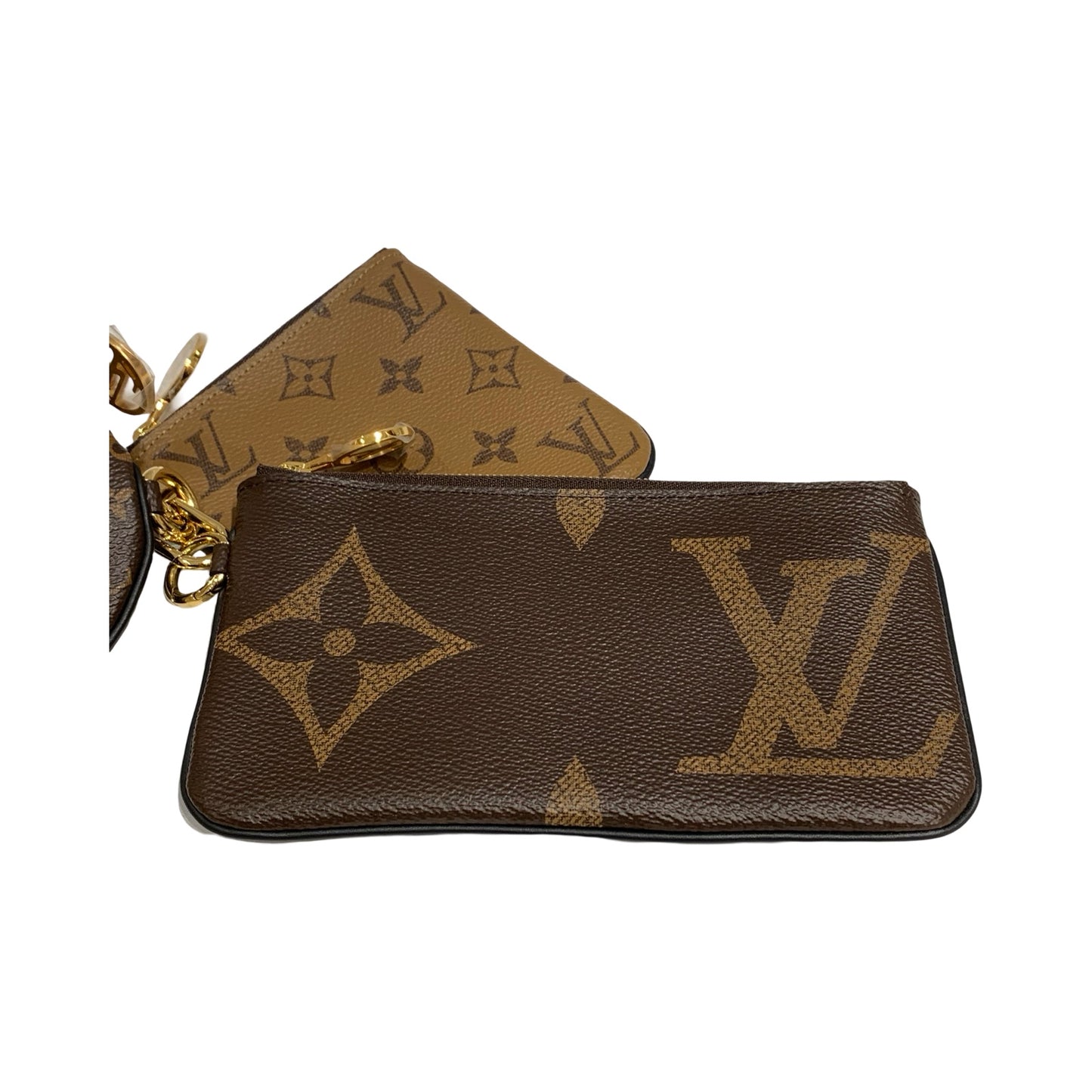 Bicolour Monogram Calf Skin TRIO POUCH Wallet [101282]