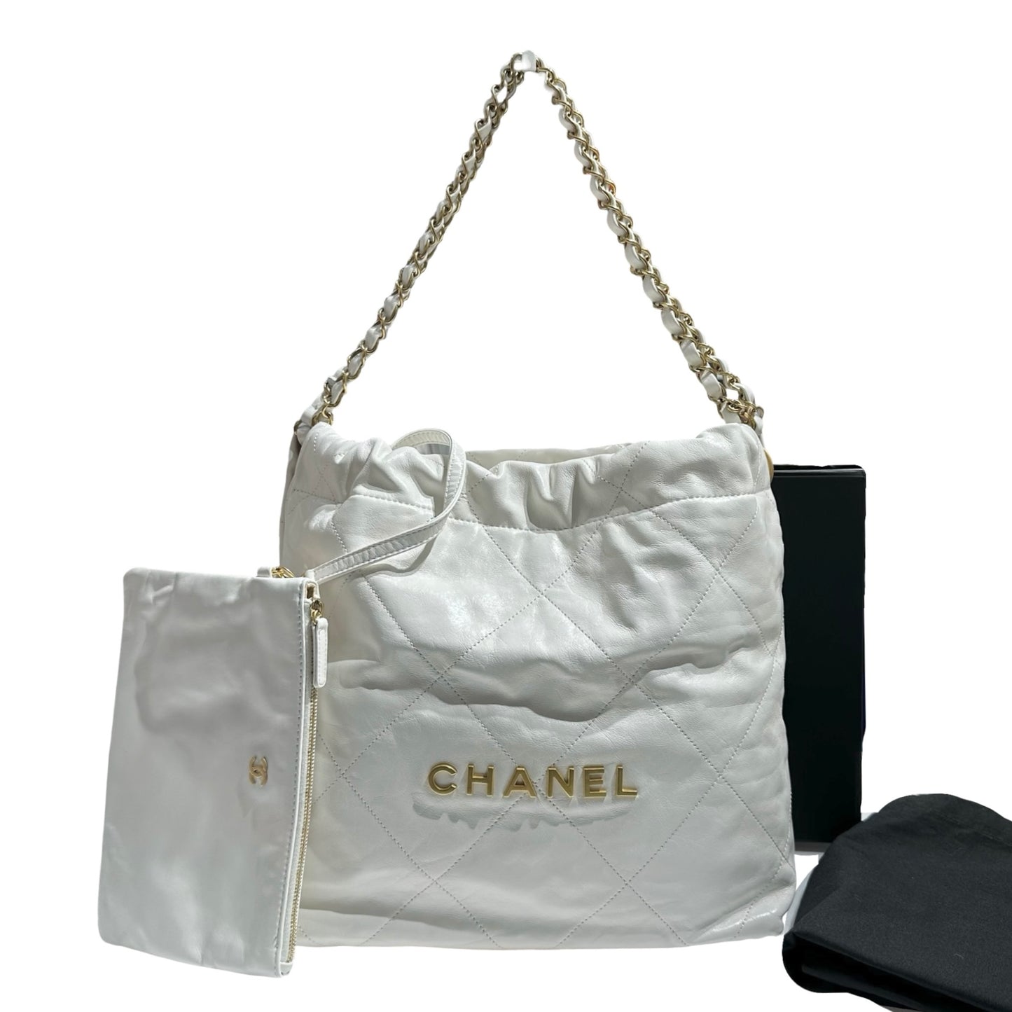 CHANEL 22 SMALL WHITE GHW [3001041]