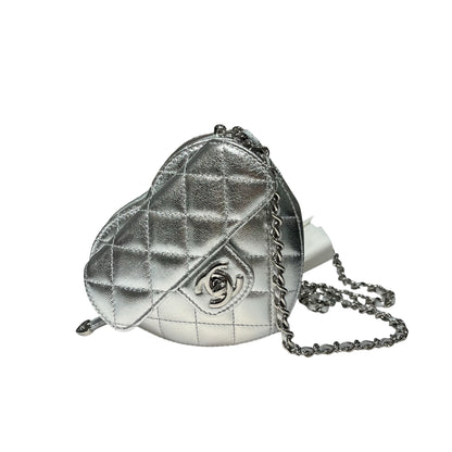 CHANEL SILVER HEART CHAIN SHOULDER BAG [3000624]
