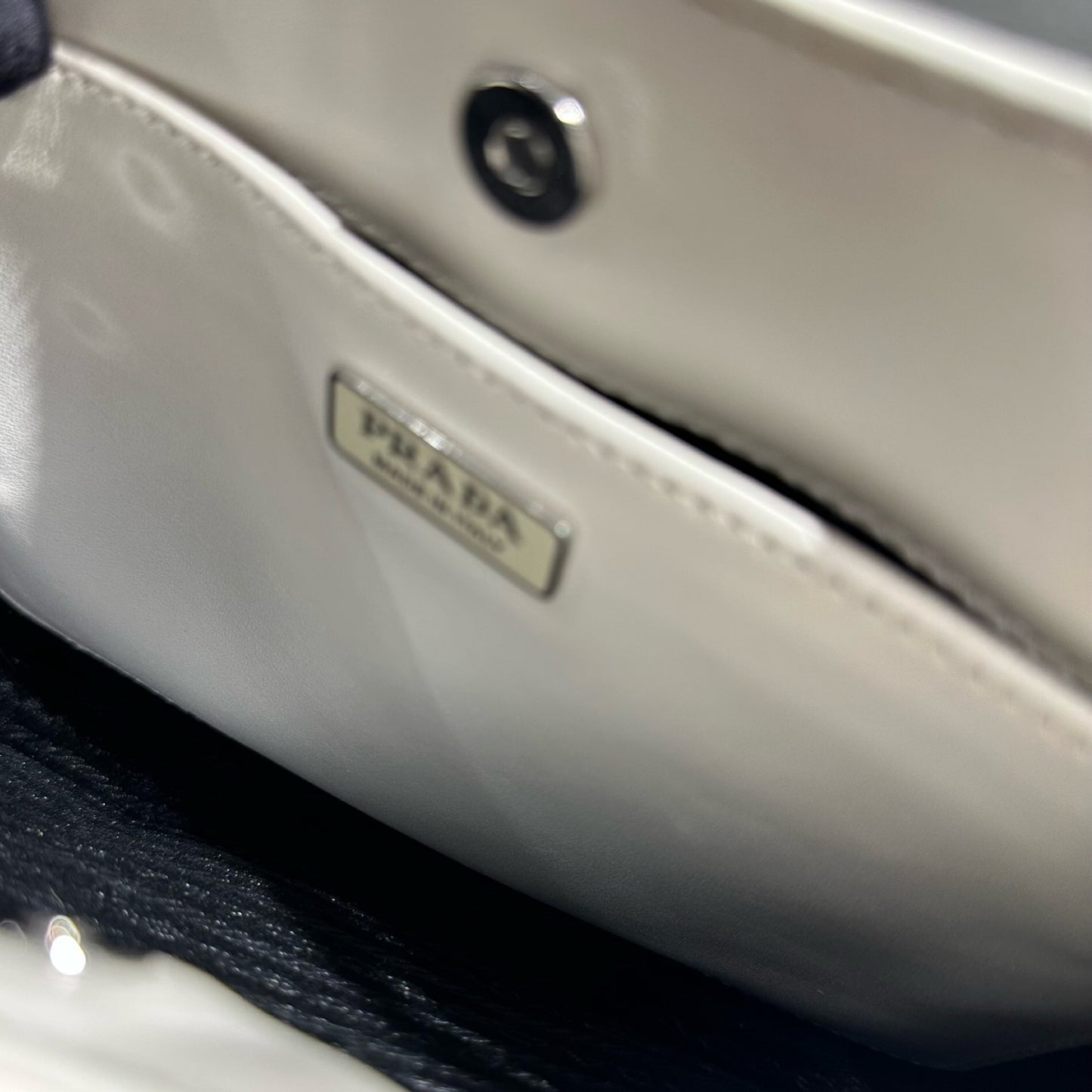 PRADA CLEO BRUSHED LEATHER SHOULDER BAG WHITE PHW [3001009]