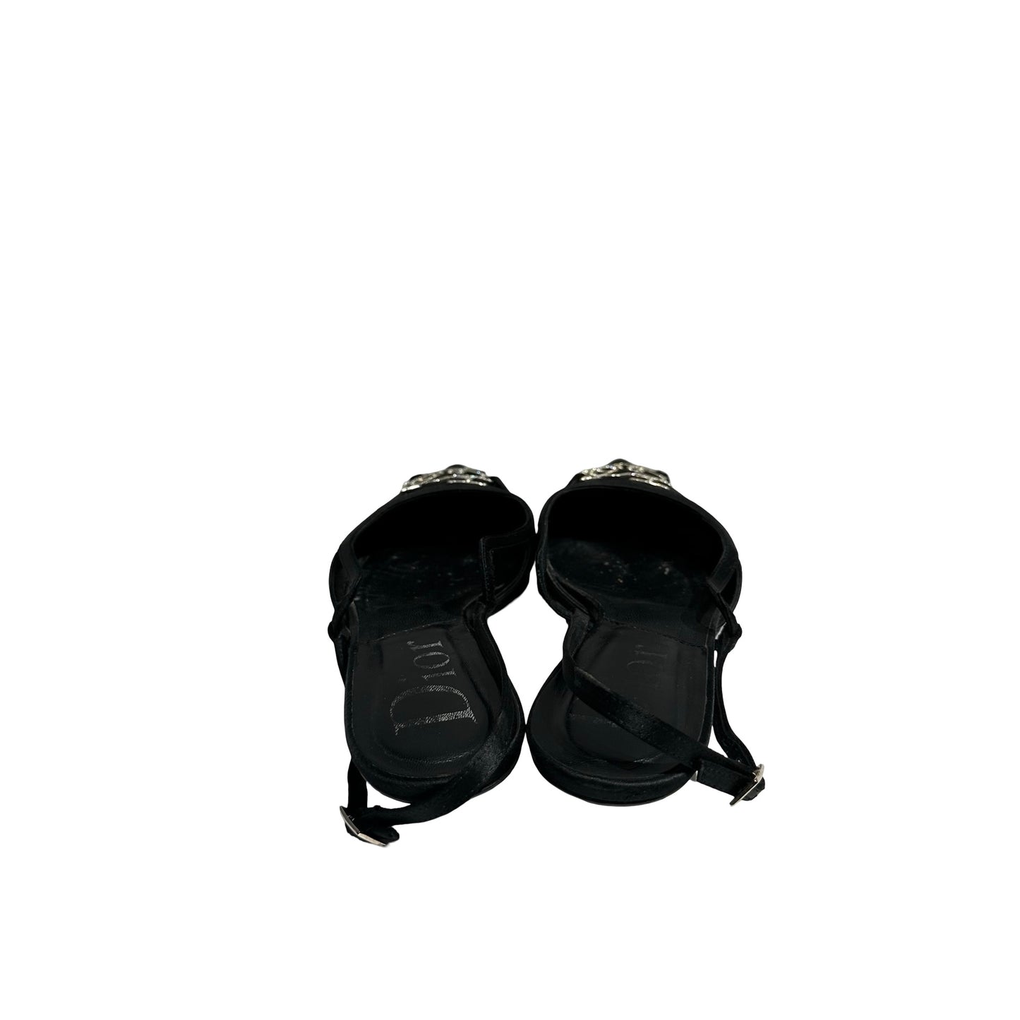 DIOR FLATS BLACK SILK PHW [3001114]