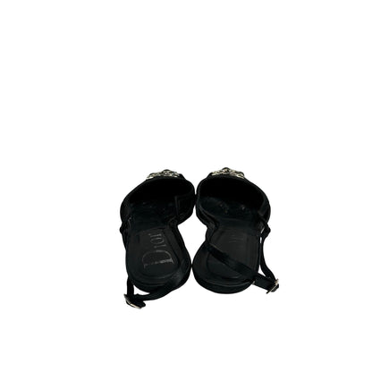 DIOR FLATS BLACK SILK PHW [3001114]