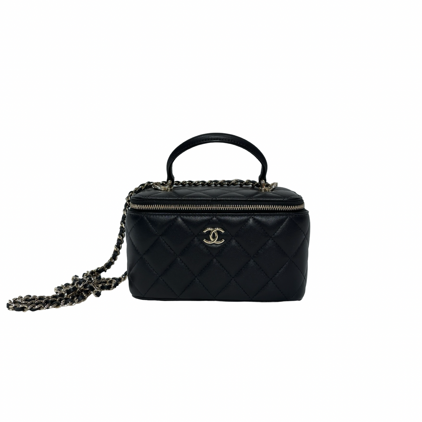 CHANEL VANITY CASE BLACK GHW LAMBSKIN AP2199 [3000210]